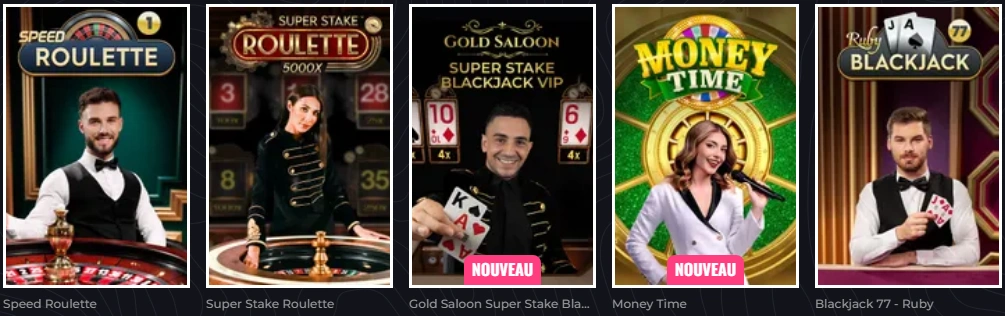 Jeux de casino en direct avec croupiers